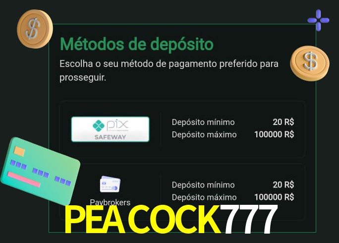 O cassino PEACOCK777bet oferece uma grande variedade de métodos de pagamento